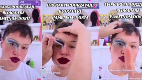 Мушкарац који се облачи као жена подржао блокадере (ВИДЕО)
