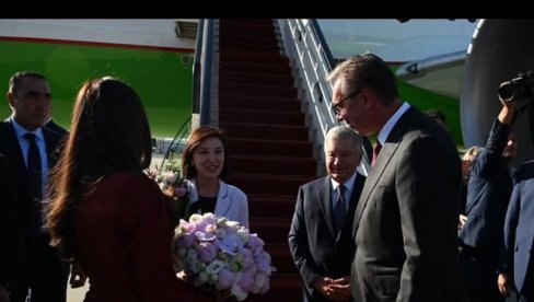 VUČIĆ DOČEKAO MIRZIJOJEVA: Uzbekistanski predsednik u zvaničnoj poseti Srbiji