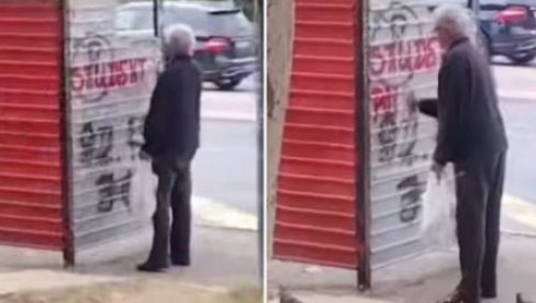 STUDENT OD 70 I KUSUR GODINA UNIŠTAVA GRAD: Usnimljen kako šara po autobuskom stajalištu (VIDEO)