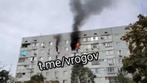 PALJBA PO CIVILIMA, SVE VIŠE KAKO SE UKRAJINSKI-NATO BLOK URUŠAVA: Horor prizori iz Zaporoške oblasti, gori zgrada (FOTO)