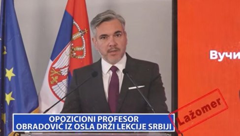 LAŽOMER: Opozicioni profesor Obradović iz Osla drži lekcije Srbiji (VIDEO)