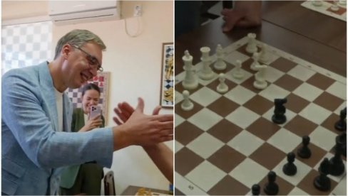 NEMOJ DA IGRAŠ SA NJIM Vučić odigrao partiju šaha u Šimanovcima pa nasmejao prisutne