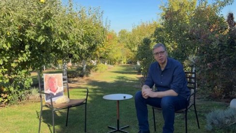 DIJALOG SA KAMENOM ZA KUPUS Vučić objavio video: Ovde je stolica, slika je gospodina Srdanovića... (VIDEO)