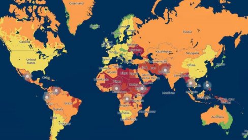 KOJE SU TO EKSTREMNO OPASNE ZEMLJE: Objavljena nova mapa rizika za 2027. godinu