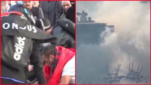 STRAVIČNE SCENE NASILJA U TIRANI: Rušili, lomili, čupali metalne ograde i pločice s trotoara, ima i povređenih (VIDEO)