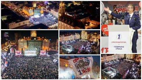 ВУЧИЋ ЗАХВАЛАН НОВОМ САДУ: Моћан снимак са великог митинга листе Уједињена Србија