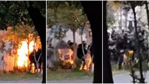 ZAPALILI POLICAJCA, NESREĆNI ČOVEK TRČI I PADA NA ZEMLJU: Horor snimci divljaštva iz Tirane (VIDEO)