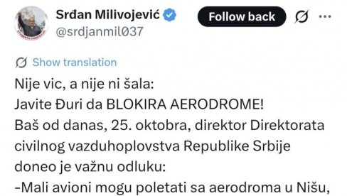 УХВАЋЕН У МАСНОЈ ЛАЖИ: Миливојевић измислио тајне летове и дигао лажну панику, реаговала и Брнабић (ФОТО)
