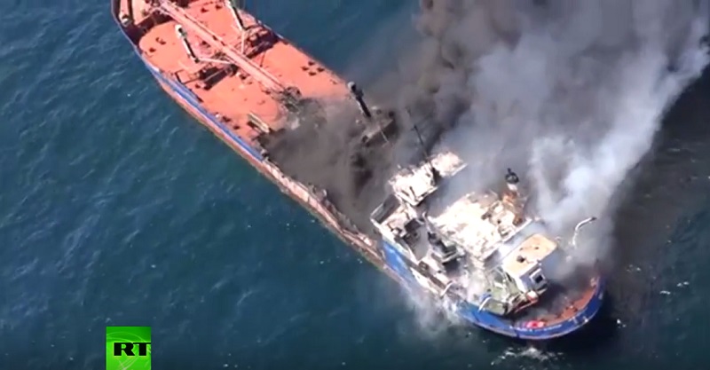 Пожар на руском танкеру у Каспијском мору, једна особа страдала (ВИДЕО)