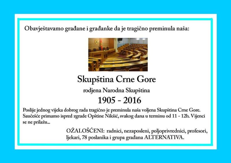 Умрлица за црногорску скупштину