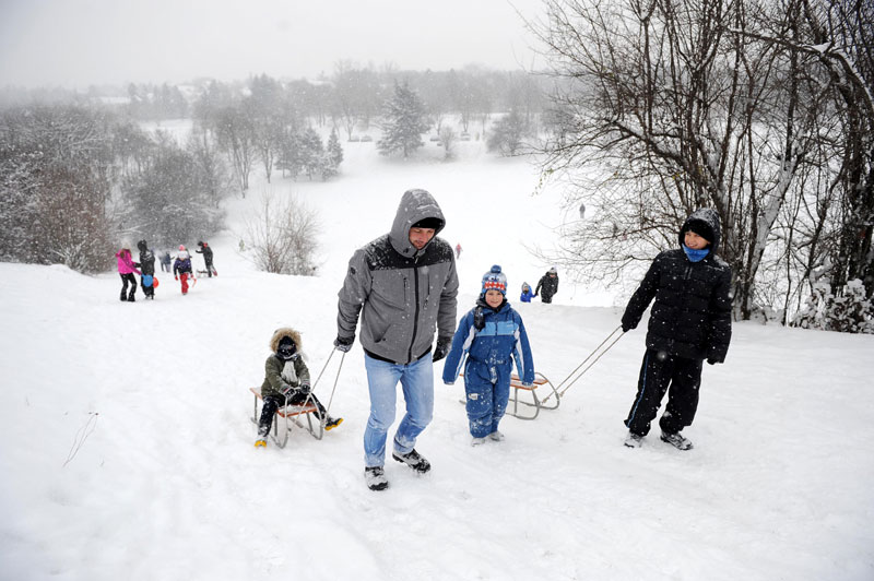 Велики број деце ужива у снегу на Кошутњаку(ФОТО)