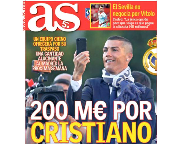 Ас: Реалу 200 милиона, Роналду плата од 120 