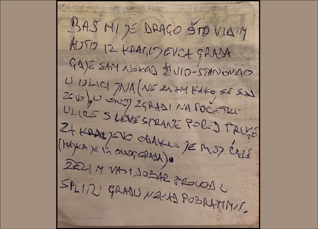 Крагујевчанин у Сплиту затекао дирљиву поруку на аутомобилу