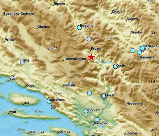 СЕРИЈА ПОТРЕСА: Три земљотреса погодила БиХ
