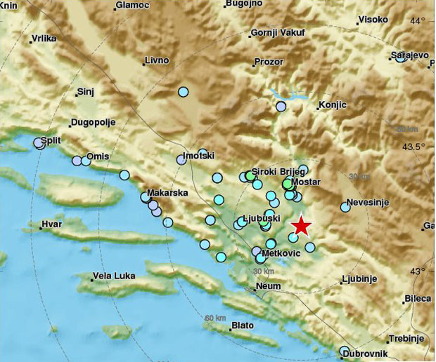 Снажан земљотрес погодио Херцеговину