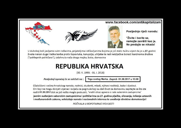УМРЛИЦЕ У ЗАГРЕБУ: “Преминула је Република Хрватска” 