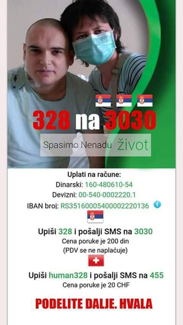 ХИТАН АПЕЛ ЗА ПОМОЋ: Ненаду треба још 40.000 евра за терапију 