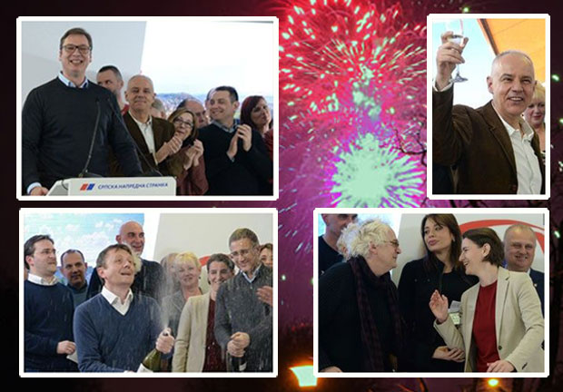 ФОТО+ВИДЕО: Погледајте како је СНС прославила победу на изборима
