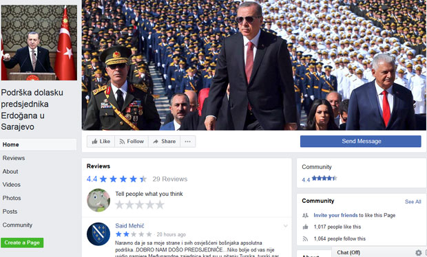На Фејсбуку отворена страница добродошлице Ердогану у Сарајево