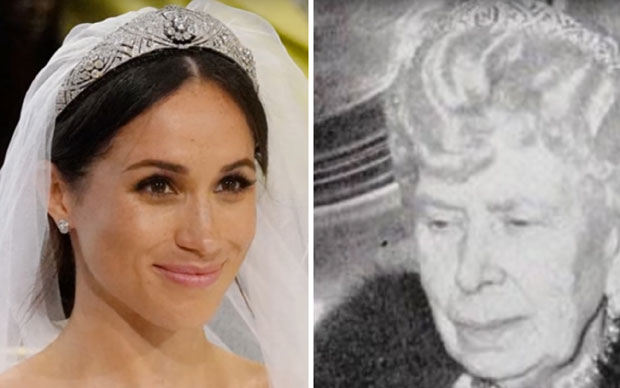 ДОБИЛА ПРИЛИКУ ДА ОТКЉУЧА ТАЈНЕ ТРЕЗОРЕ: Маркл на венчању носила тијару краљице Мери из 1911. (ВИДЕО)