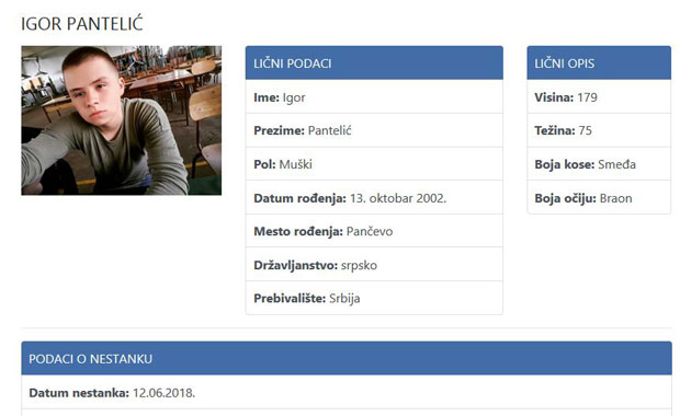 Нестао дечак из Панчева
