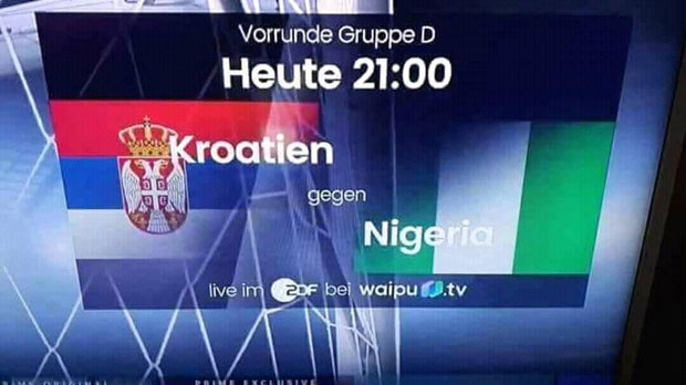 КАКВА ГРЕШКА НЕМАЦА: Најавили меч Хрватске са заставом Србије!