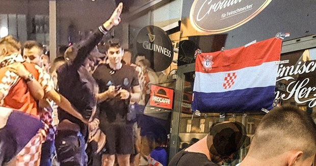 ХРВАТСКИ НАВИЈАЧИ У БЕЧУ ИСТИЦАЛИ УСТАШКА ОБЕЛЕЖЈА: Славили уз нацистички поздрав (ВИДЕО)