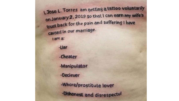 Неверан супруг истетовирао понижавајућу поруку да би повратио женино поверење