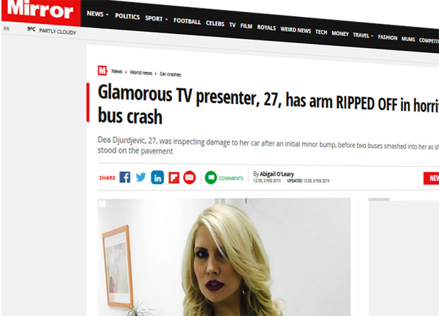 БРИТАНСКИ МЕДИЈИ БРУЈЕ О ДЕИ ЂУРЂЕВИЋ: У стравичном удесу откинута јој рука