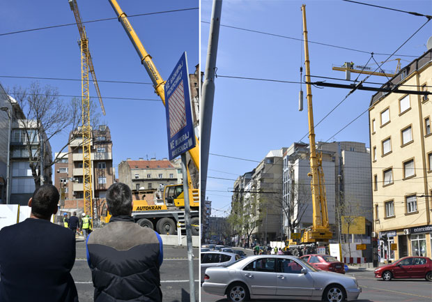 ПРЕ ПЕТ МЕСЕЦИ УМАЛО ДА СЕ СРУШИ: Кран опет на градилишту у Таковској