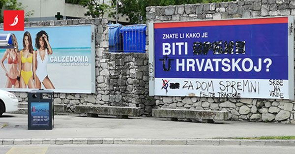 СРАМНА ПОРУКА У СПЛИТУ: Плакат Пуповчеве странке ишаран усташким симболима! (ФОТО)