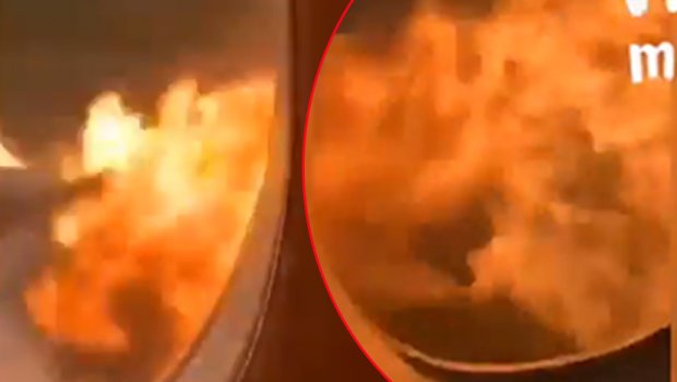 (УЗНЕМИРУЈУЋИ ВИДЕО) Појавио се снимак авиона изнутра: Путници вриште док у пламену слећу на аеродром, ватра букти