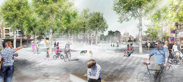 Фонтана испред Пашића плића и са више млазница