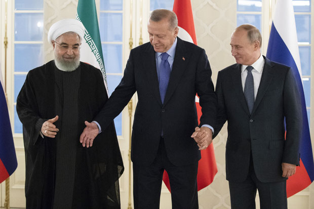 ПУТИН, ЕРДОГАН И РОХАНИ: Мирно решење — једини пут за Сирију, дељење недопустиво