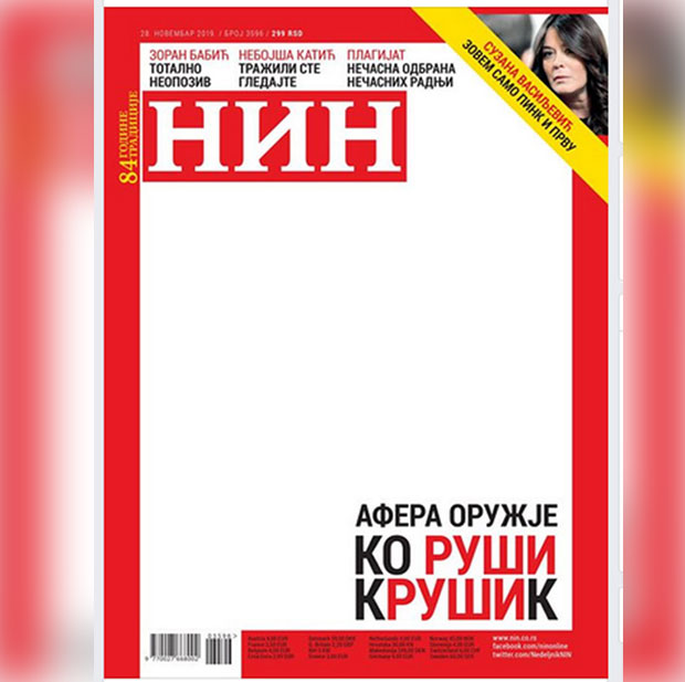 НИН склонио са насловне стране фотографију са пушком упереном у Вучића