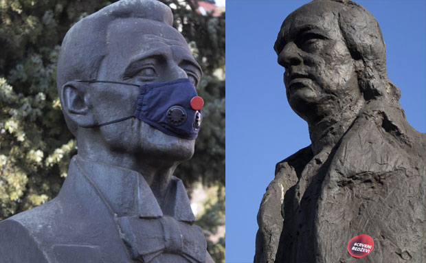 Грађани у Смедереву траже хитан састанак са надлежнима: Ставили маске на споменике знаменитим личностима у знак протеста због загађења
