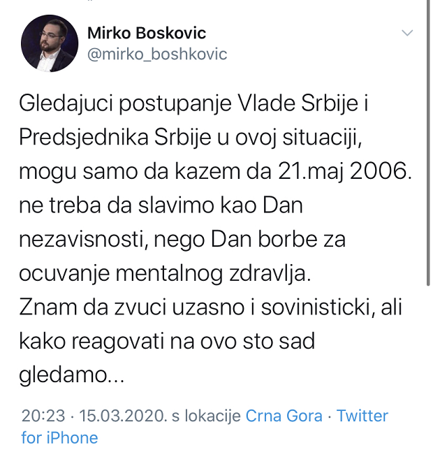 Вређао Србију и председника Вучића због увођења ванредног стања: Скандалозна порука новинара РТЦГ