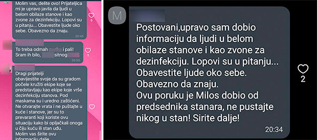 Не наседајте на ПРЕВАРУ: Под МАСКАМА, у белим оделима нуде ДЕЗИНФЕКЦИЈУ стана, па ОПЉАЧКАЈУ! 