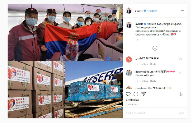 Чекамо вас, сестре и браћо: Вучић захвалан Кини на лекарима и опреми које шаљу у Србију