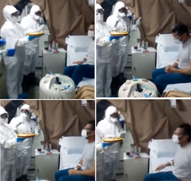 Торта, сузе и страх: Овако италијански медицинари прослављају рођендан свог колеге у време пандемије (ВИДЕО)