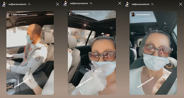 Цеца и Вељко завршавају обавезе по граду а на лицима маске