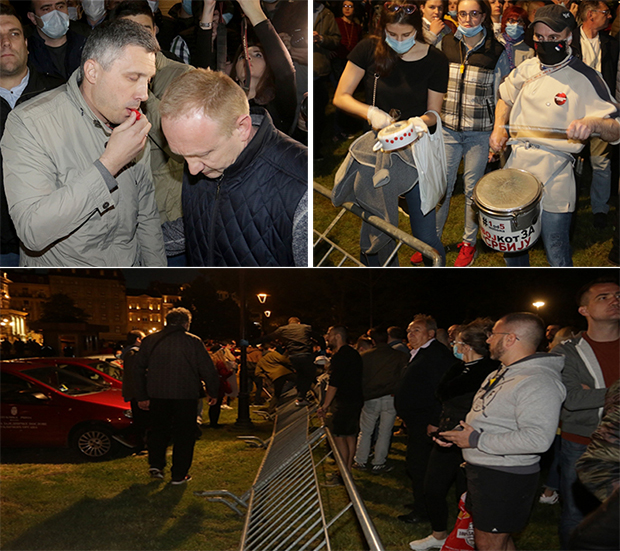 ТЕНЗИЈЕ НА АНДРИЋЕВОМ ВЕНЦУ: Обрадовић и присталице СзС пробили ограду и опколили зграду Председништва (ВИДЕО/ФОТО)